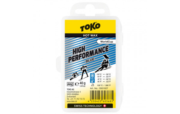 Парафин высокофтористый TOKO High Performance blue (-10°С -30°С) 40 г. 5501027 600_380