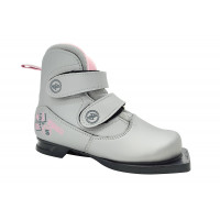 Ботинки лыжные 75 мм COMFORT KIDS (на липучке) серебро-розовый