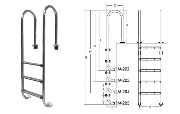 Лестница для бассейнов серии M M205 ПТК Спорт 021-0542 600_380