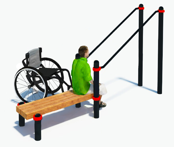 Брусья наклонные со скамьей для инвалидов-колясочников W-8.06 Hercules 5208 711_600