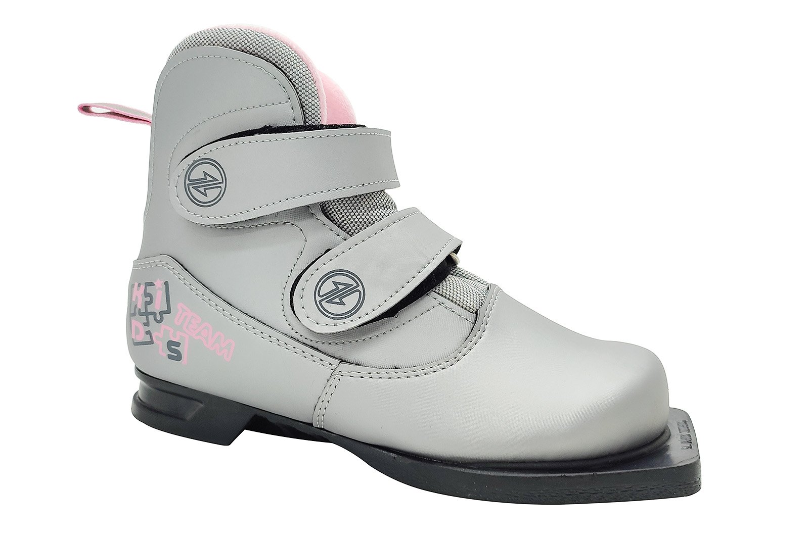 Ботинки лыжные 75 мм COMFORT KIDS (на липучке) серебро-розовый 1600_1067