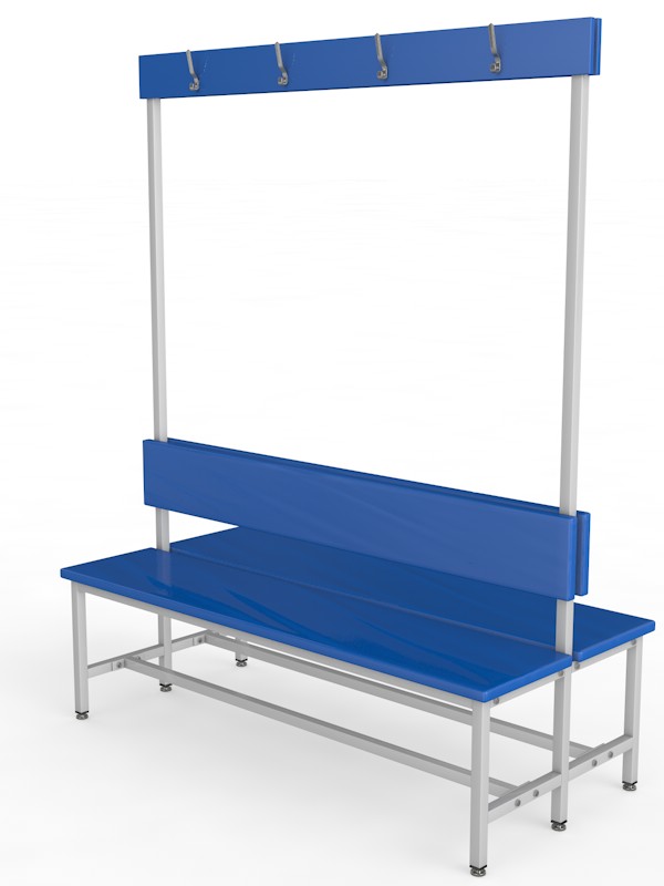Скамейка для раздевалки с вешалкой, двухсторонняя, мягкая, 250см Glav 10.6000-2500 600_800