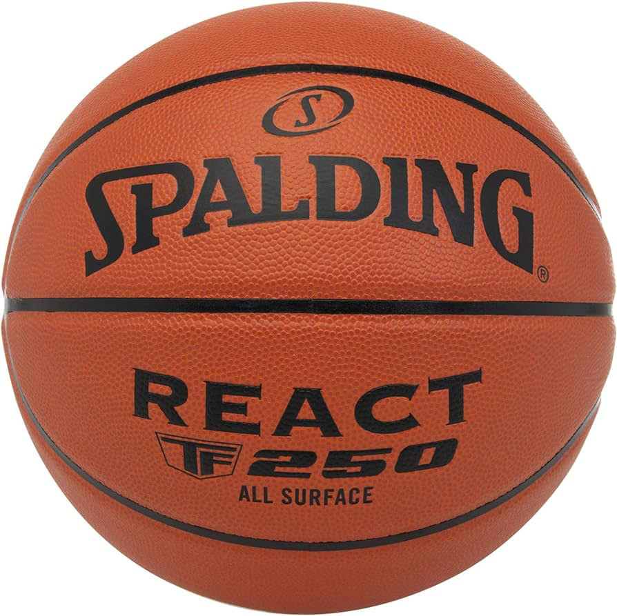 Мяч баскетбольный Spalding TF-250 React 76802z, р.6, 8 панелей, композит. кожа (ПУ), коричн-черн. 894_893