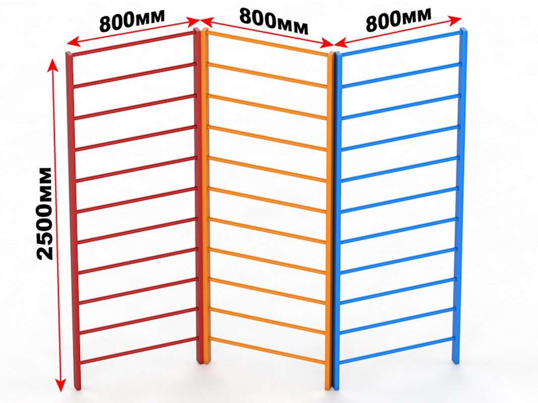Шведская стенка уличная трехсекционная Glav 14.7.200-2400 длина 240 см 1067_800