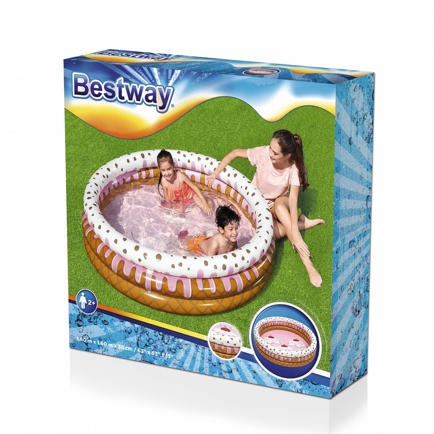 Детский надувной бассейн Bestway 160x38см Праздник мороженого 390л 51144 1500_1500