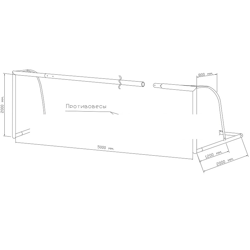 Ворота юниорфутбол 5х2м с противовесом, Сталь, створ D89мм СТ8032 пара 800_800