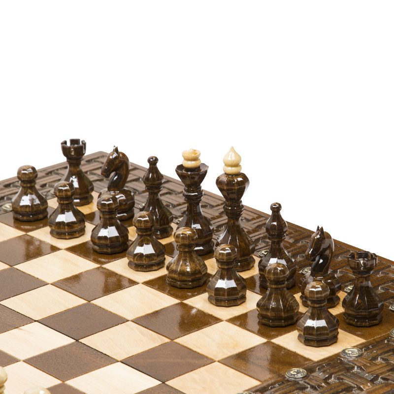 Шахматы + нарды Haleyan резные, Армянский Орнамент 50 kh137-5 800_800