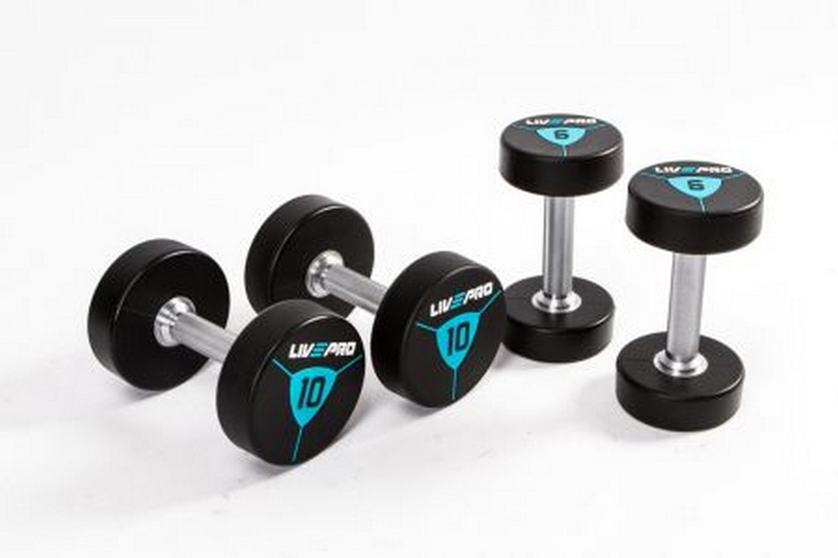 Гантели в уретане 44 кг Live Pro Premium Urethane Dumbbells LP8000-44 1200_800