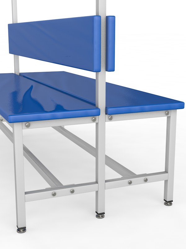 Скамейка для раздевалки с вешалкой, двухсторонняя, мягкая, 200см Glav 10.6000-2000 600_800