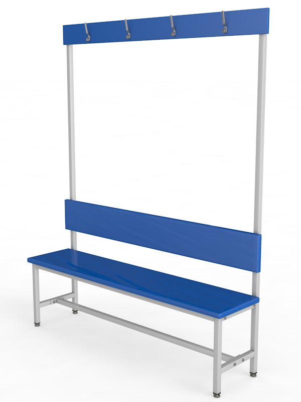 Скамейка для раздевалки с вешалкой, односторонняя, мягкая, 100см Glav 10.5000-1000 600_800